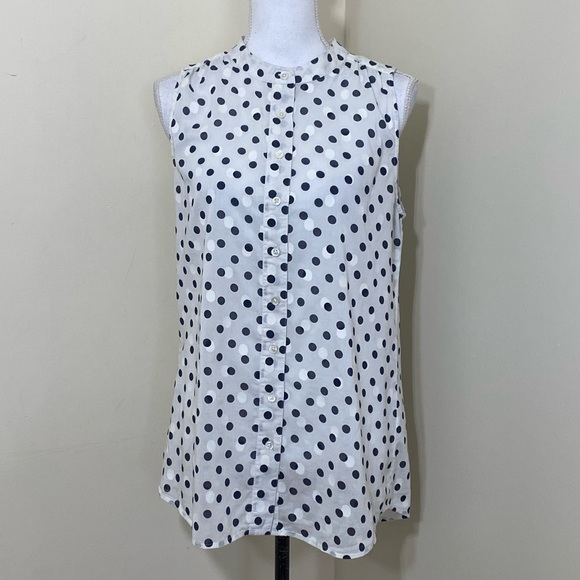 J.Crew || woman’s black and white polka dots buttons down top Size 8 - Picture 1 of 6